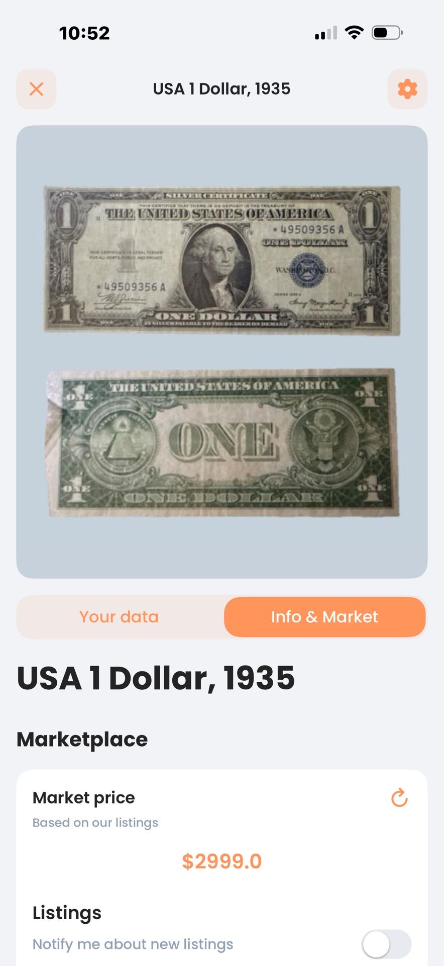 1935 1$ Bill Silver Certificate