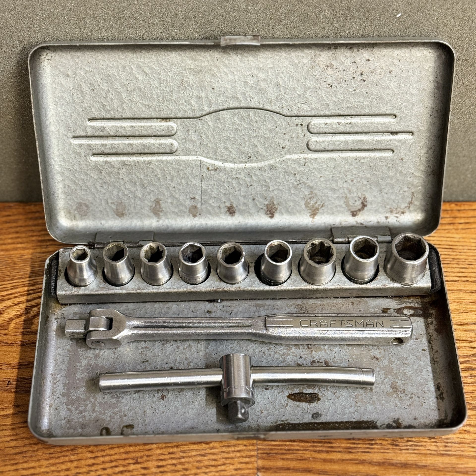 (11 piece set) VINTAGE CRAFTSMAN 1/4” DRIVE 6pt and 8pt SAE SOCKET SET -USA-