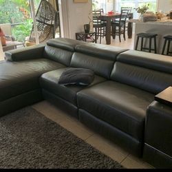 Gray Leather  Reclining  Sectional For Sale!!!