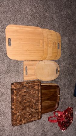 Solid Wood Cutting Board & Serving Tray Lot - End Grain, Bamboo, Platter