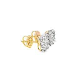 14k Yellow Gold Diamond Square Brilliant Cut Earrings 1/2 ctw