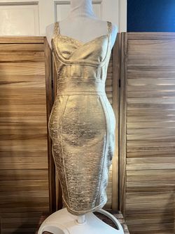 Women's Gold Metallic Bodycon Mini Dress