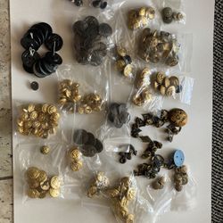 Large vintage antique collection lot of mostly military uniform buttons WWI WW2 WWII etc USMC Army USN navy