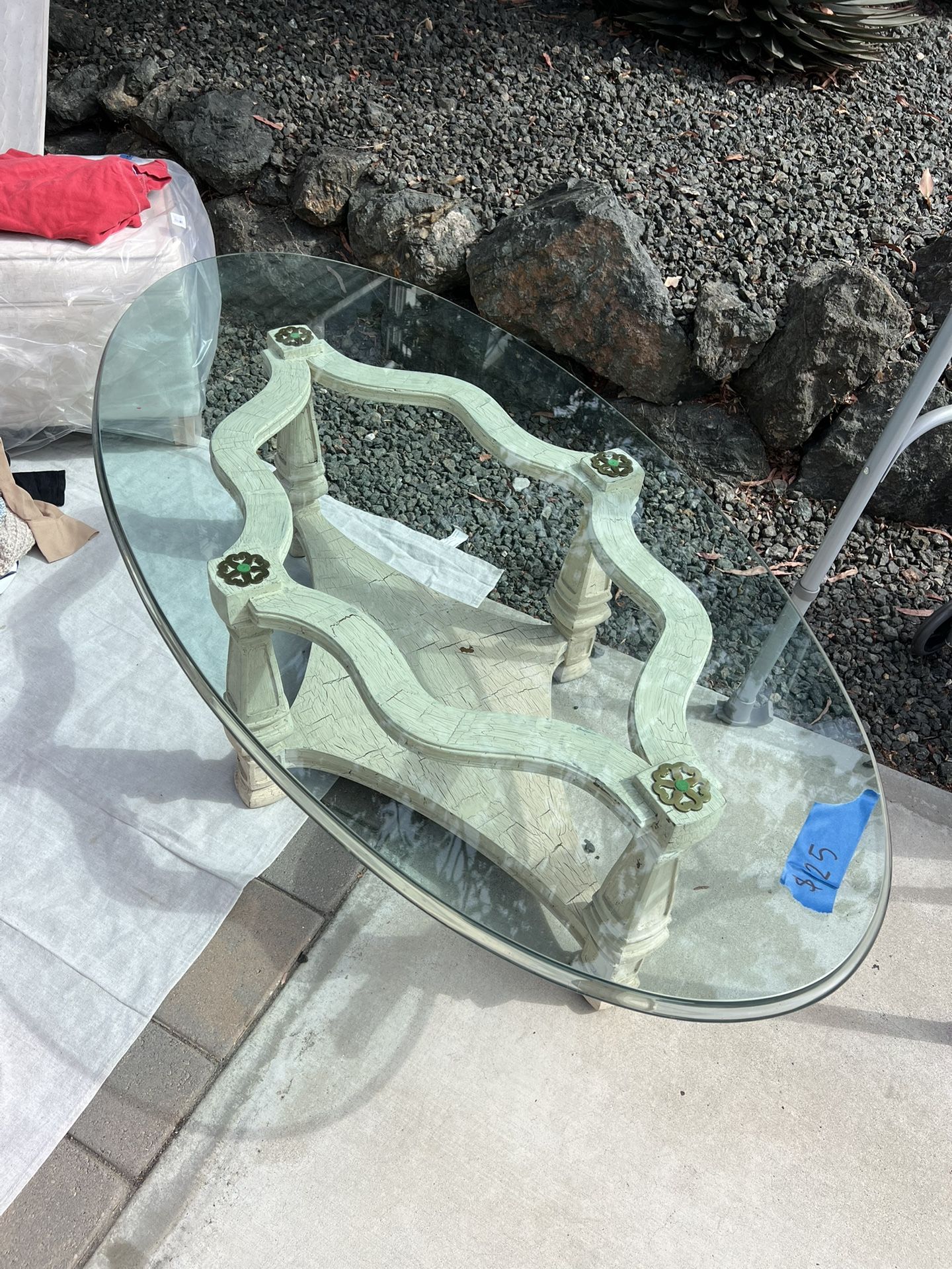 Beautiful Antique White Washed Coffee Table