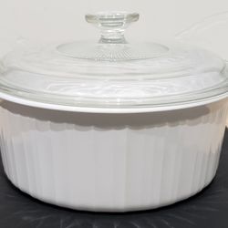 French White CorningWare 2 1/2  Qt Casserole & Lid  