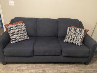Navy Blue Sea Seater Sofa W/ Pillows