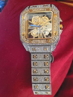 Cartier Santos Skeleton Iced Out Watch