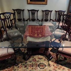 Mahogany Rectangular Dining Room Set (Hand-Carved)