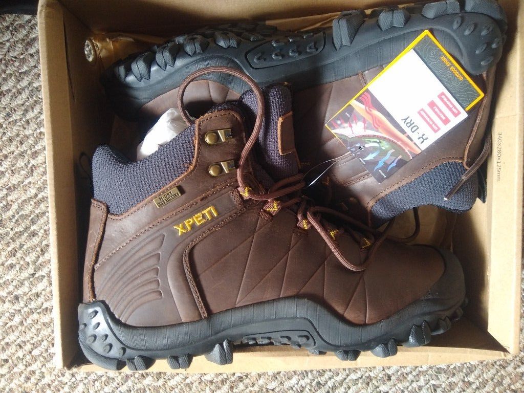 New 11.5 Mens Hiking Boots Leather Waterproof Xpeti Salomon Keen Merrell Hoka Oboz Vasquez La Sportiva REI Backpacking Shoes Trail Climbing Water Snow