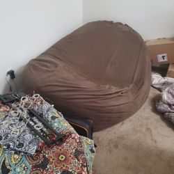 8-Foot Faux Saude Brown Beanbag Lounger / Chair