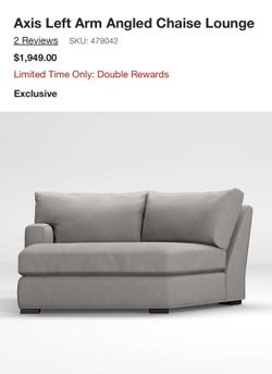 Crate & Barrel Axis Left Arm Angeled Chaise Lounge
