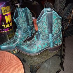 Black star Leather Cowboy Boots