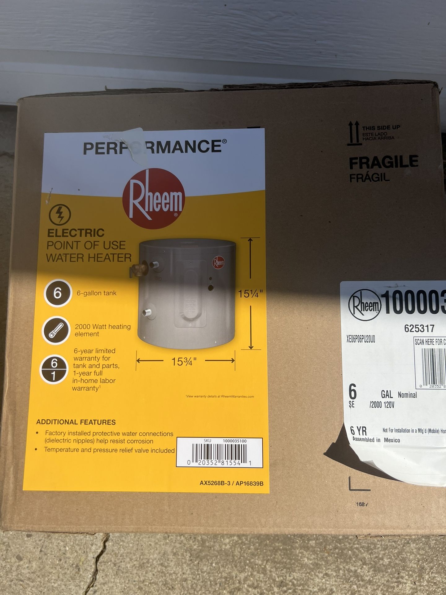 New Electric Water Heater