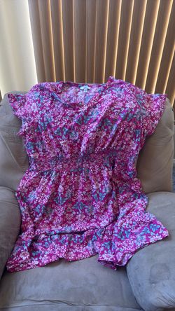 Croft & barrow 3x Women's Floral Smocked Waist Dress