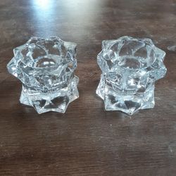 2 Glass Candle Holders Good Condition