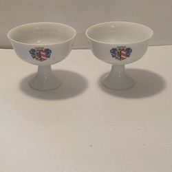 2 Vintage Heidelberg Rampant Lion Coat of Arms Chalice Sherbet Glasses
