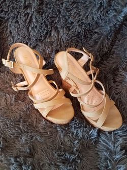 Womens beige wedges