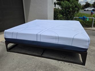 King Memory Foam Mattress &  Low Profile Metal Frame