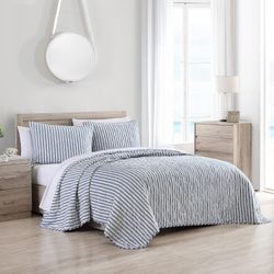 Twin Quilt Set, Reversible Cotton Bedding with Matching Sham, Ideal Bedding Set (Willow Way Indigo, Twin)