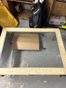 Large MARBLE and Glass Table With Glass Pane And Stainless Steel Legs, Will Not Rust