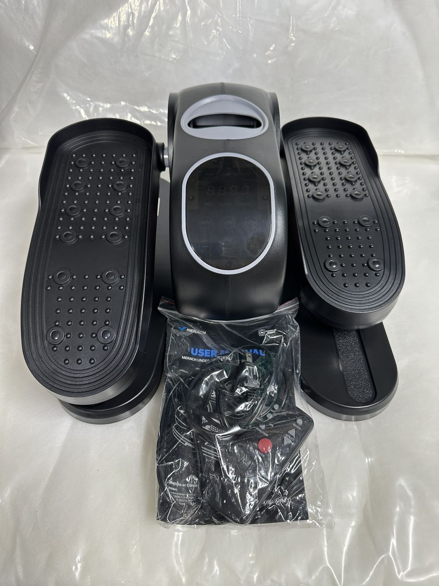 MERACH Under Desk Elliptical Machine, 12 Adjustable Speeds Quiet, LCD Monitor, Portable Fitness