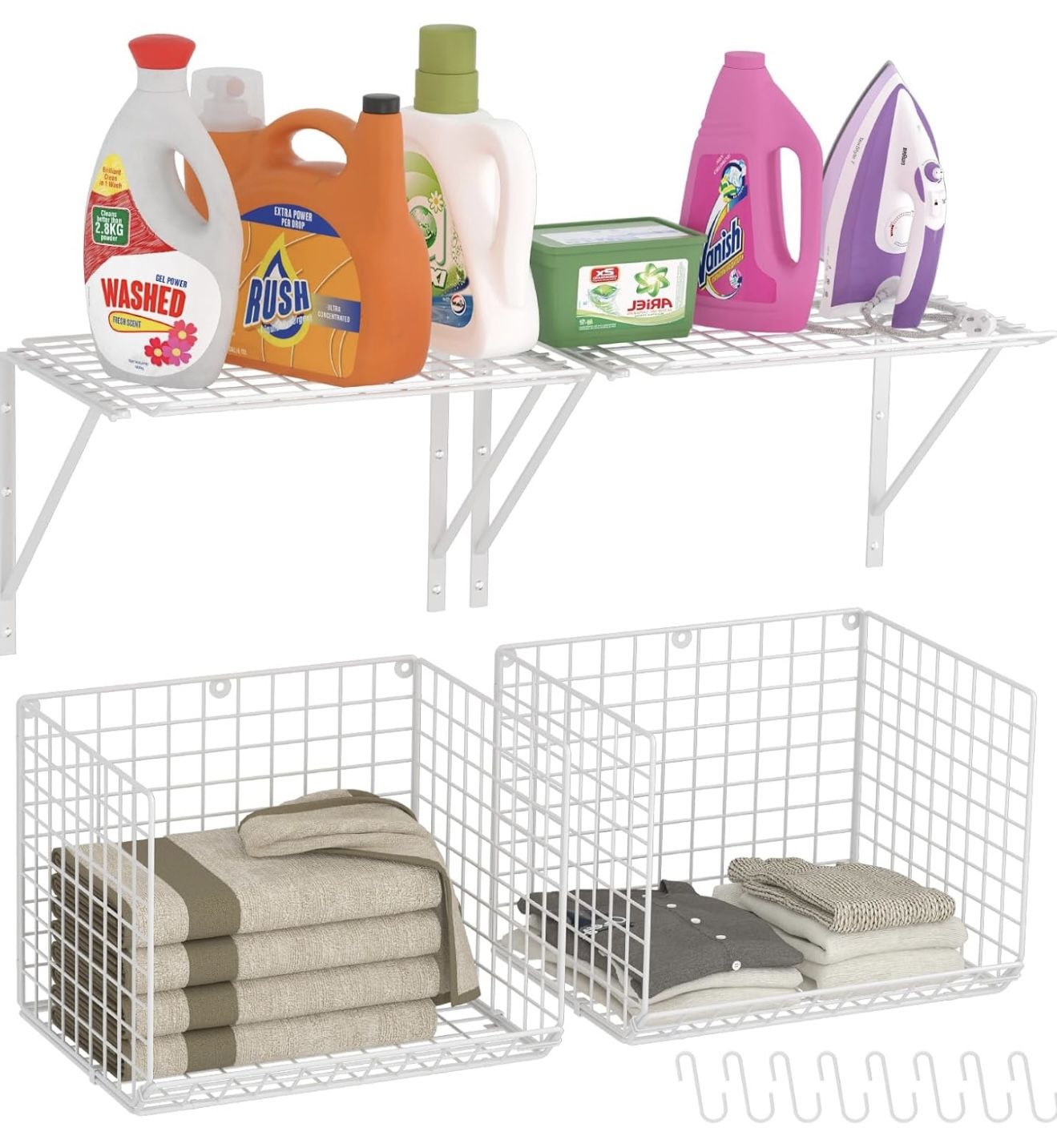 2 Pack Laundry Room Wall Shelves