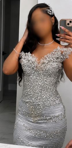 Custom Silver Rhinestone Corset Gown✨
