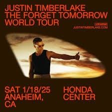 Justin Timberlake Concert Tickets - Honda Center  January 18, 2025