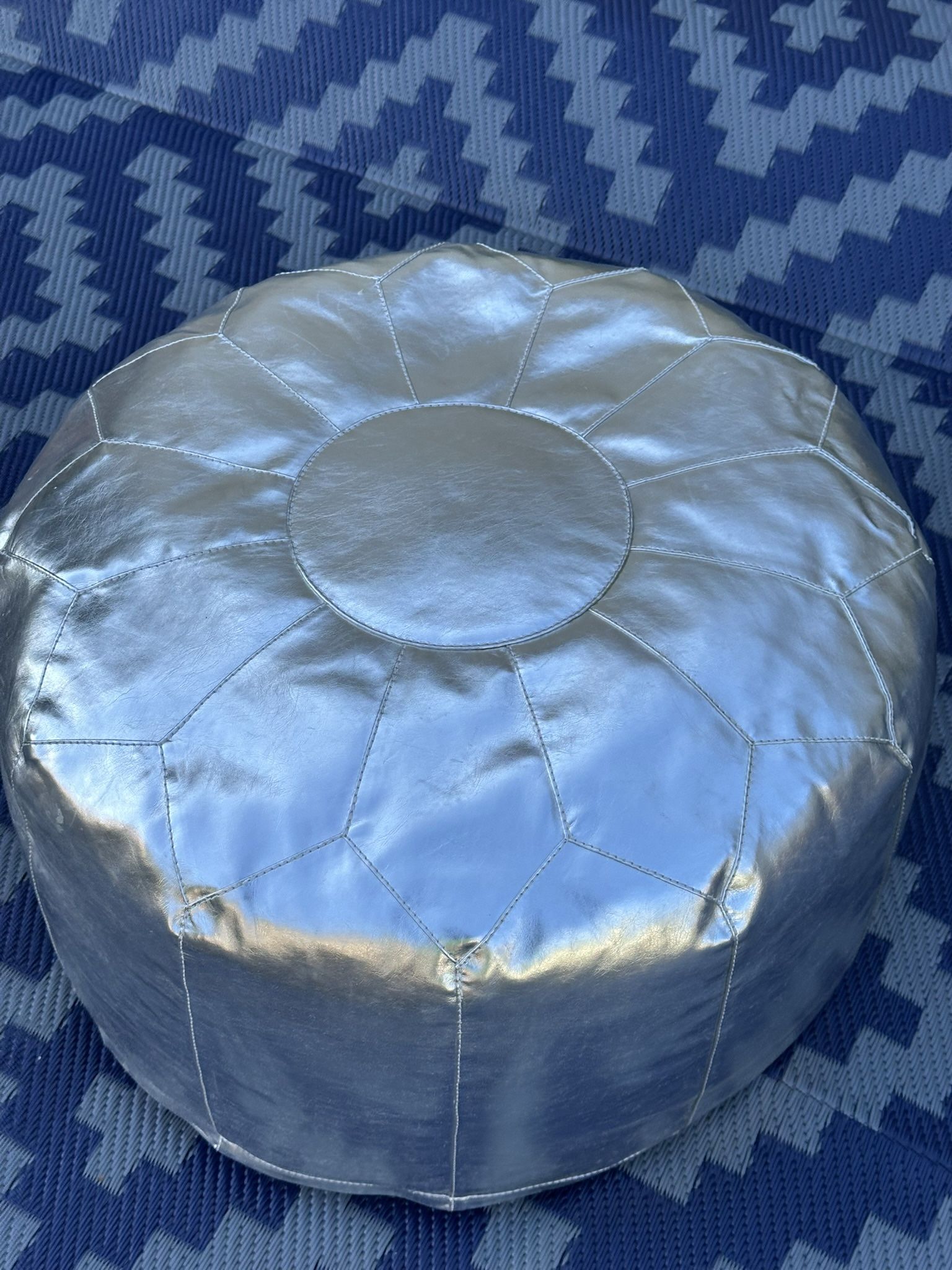 Cool Reflective Silver Ottoman Bean Bag - 70s Theme