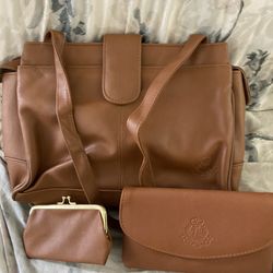 Vintage Tan Sac Purse With Clutch Ans Coin Purse