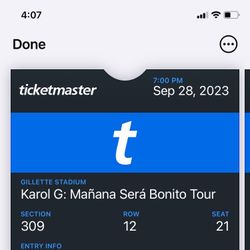 Three Karol G tickets for sale for Thursday, September 28