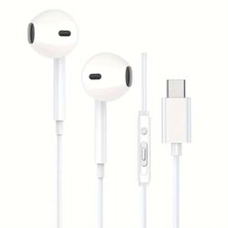Type-C Wired Headphones Earphones for IPhone 15 16 Samsung with Built in microphone - for all Type-C Plug Devices Mobile Phones