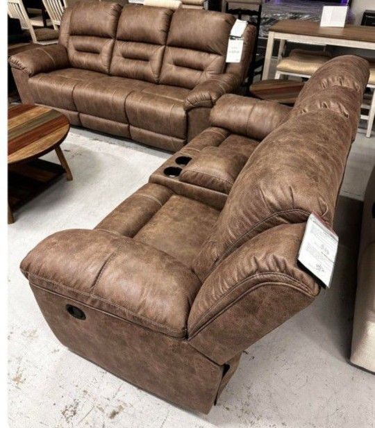🍄 Stoneland Reclining Sofa and loveseat | Sectional-Gray | Sofa | Loveseat | Couch | Sofa | Sleeper| Living Room Furniture| Garden Furniture | Patio 