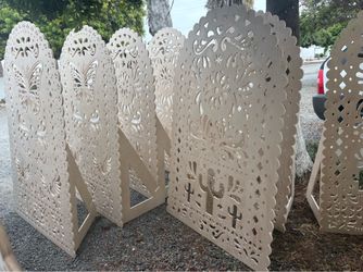 🌵🌺🕊️💐Papel Picado Back Drops 6 Ft 3.5🌵🌺🕊️💐✨⭐️ Wide With Stands Birch Wood