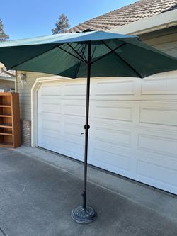 Green Patio Umbrella with Stand