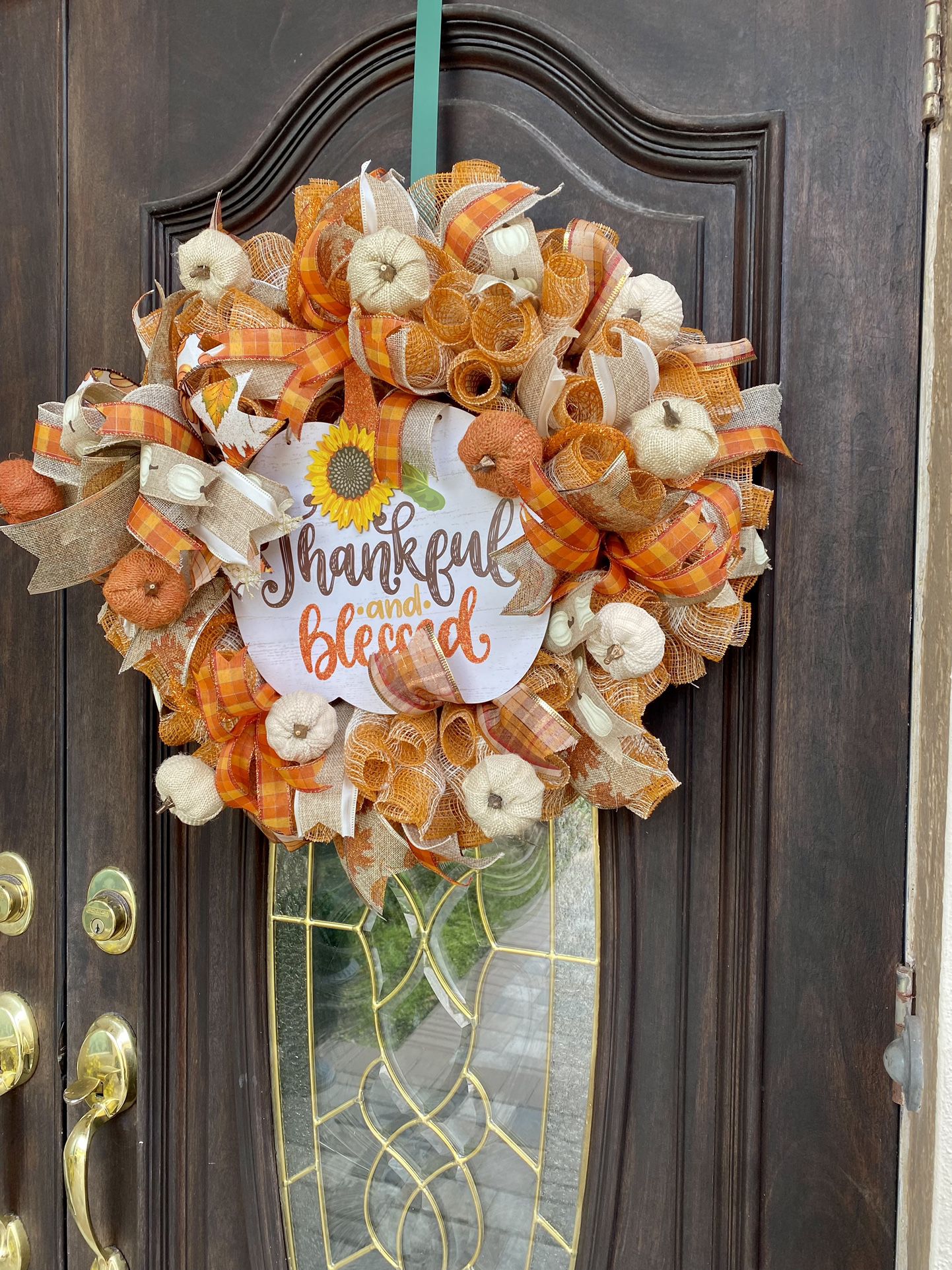 Fall Thankful &Blessed Pumpkin Ribbon Wreath 