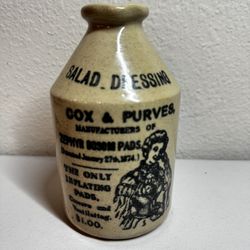 Antique Distressed English Pottery Salad Dressing Bottle, Antique Kitchen, Advertising Stoneware, Vintage advertising Crock