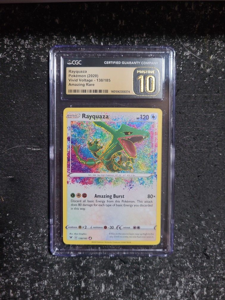 Pokémon TCG Rayquaza Vivid Voltage 138/185 Holo Amazing Rare CGC Pristine 10