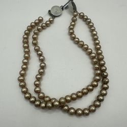 Beautiful Vintage Double Strand Faux Bronze Pearl Choker Necklace