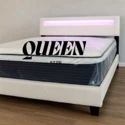 NEW QUEEN PILLOW TOP MATTRESS and BOX SPRING. Bed frame not included 👍