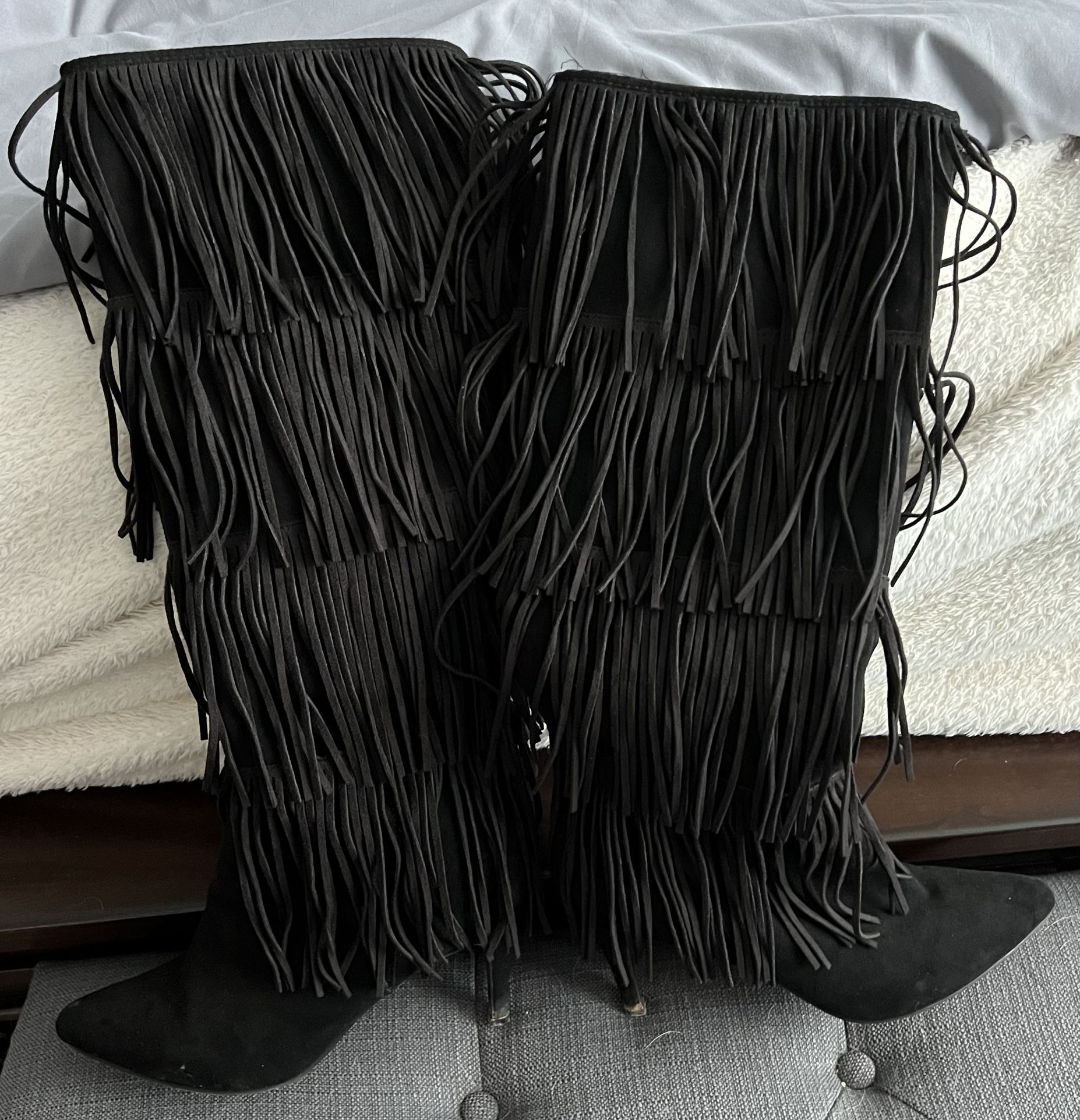 Black Fringe Boots