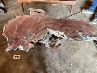 1960’s Rustic Handcrafted Red Wood Coffee Table