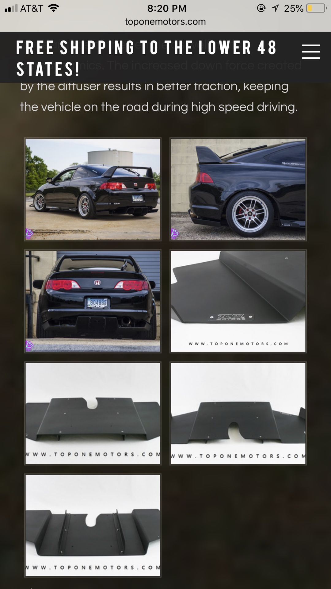 Top1 Motors Rear Diffuser 02-06 DC5 RSX