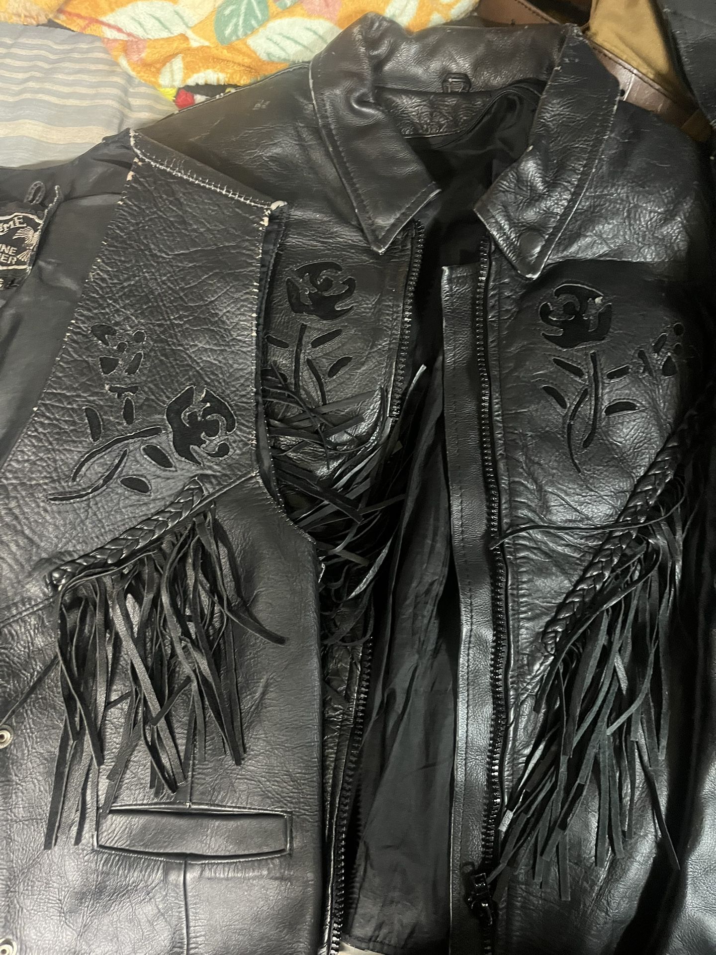 Leather Coat,vests,and chaps