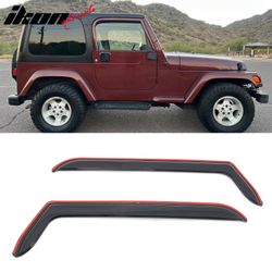 Fits 97-06 Jeep Wrangler In-channel Window Visor Acrylic Side Door Deflector 2PC