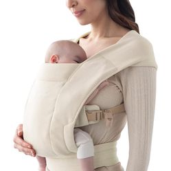 Ergobaby Embrace Cozy Newborn Essentials Baby Carrier Wrap (7-25 Pounds), Ponte Knit, Cream