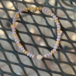 Crystal With Rose Quartz Stretch Bracelet 
