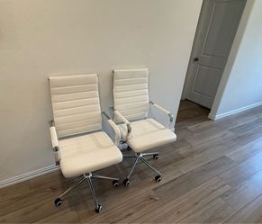 White Ribbed Office Chairs (2)