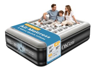 OhGeni Air Mattress Queen with Built in Pump, 18" Raised Blow up Bed, 800lb