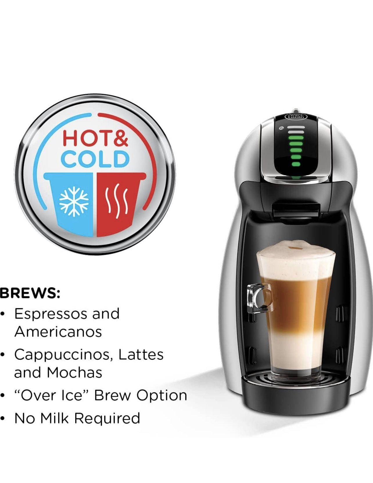 NESCAFÉ Dolce Gusto Coffee Machine, Genio 2, Espresso, Cappuccino and Latte Pod Machine,45 ounces, Silver